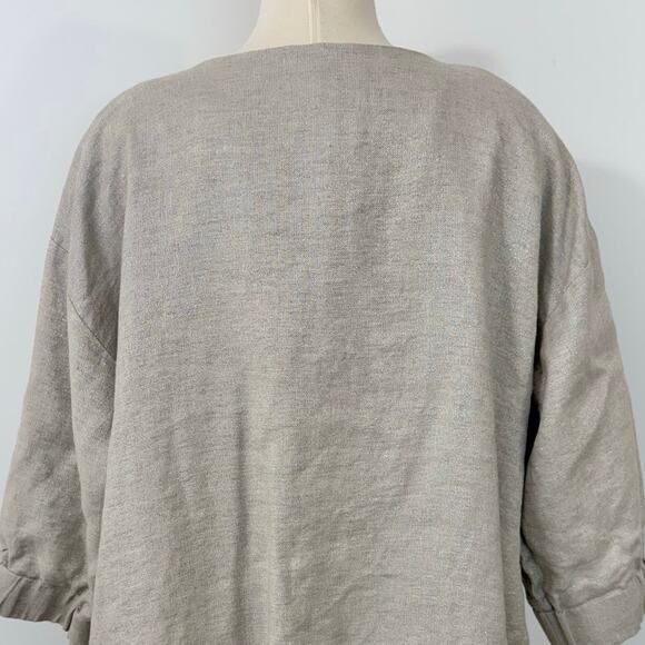 Eileen Fisher Twinkle Natural Linen Jacket Blazer Short Sleeve Snap Front 1X - Picture 8 of 11